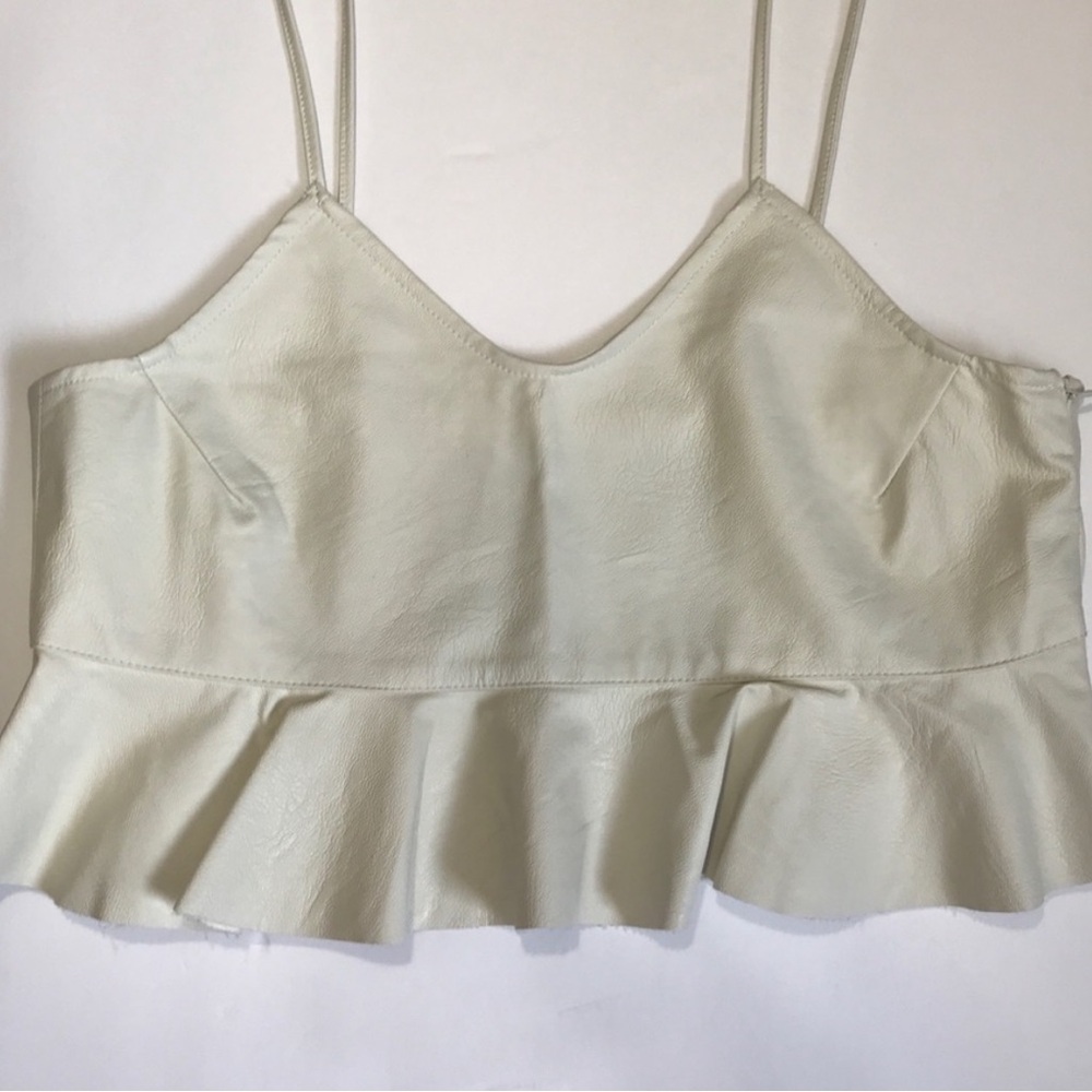 Zara faux leather peplum crop top